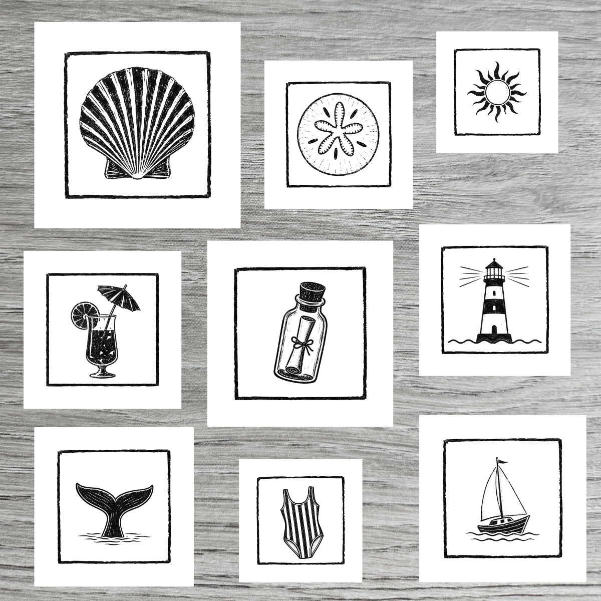 Build Your Own Linocut Coastal Mini Print Set