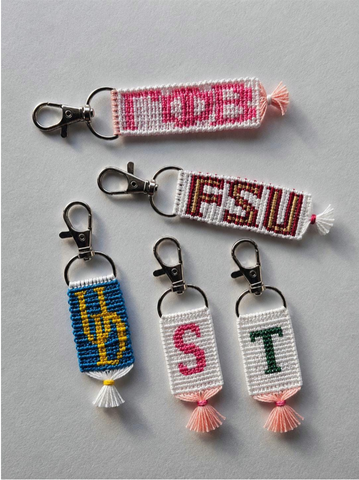 Custom Hand-Knotted Alpha Yarn Keychain | Personalized Greek Letters, Initials, Team Logo Bag Charm
