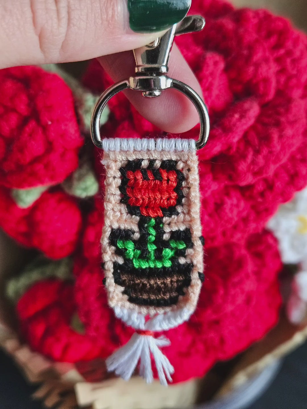 Flower Pot Hand-Knotted Alpha Keychain