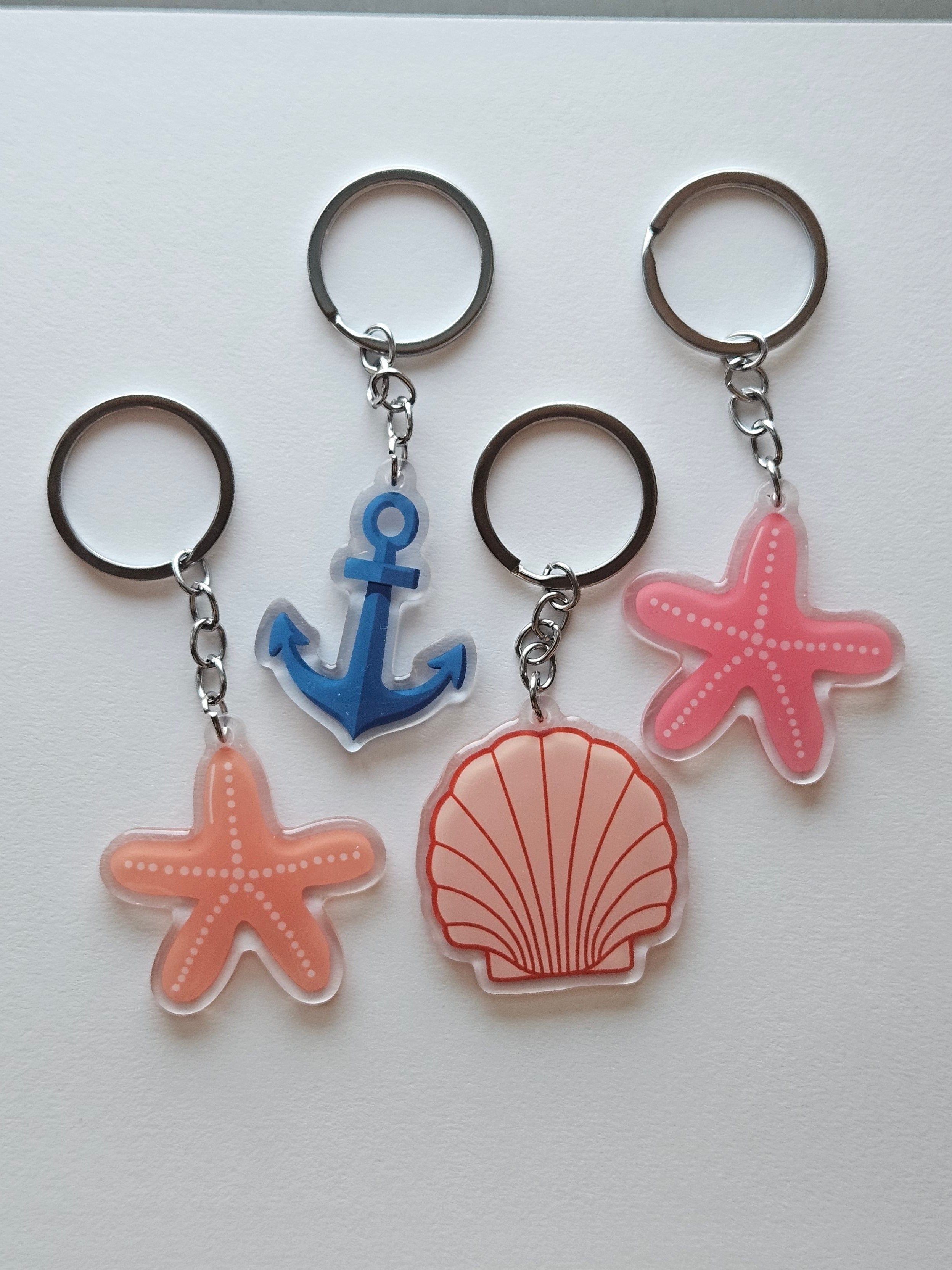 Coastal Acrylic Keychain Collection | Beach Bag Charm & Keyring