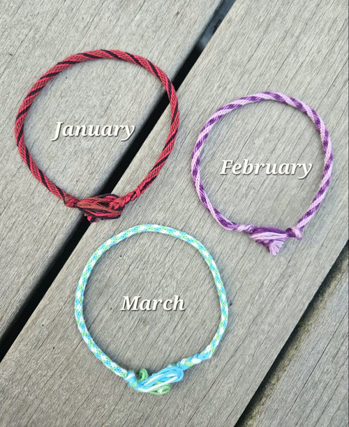 Birth Month Kumihimo Yarn Bracelet