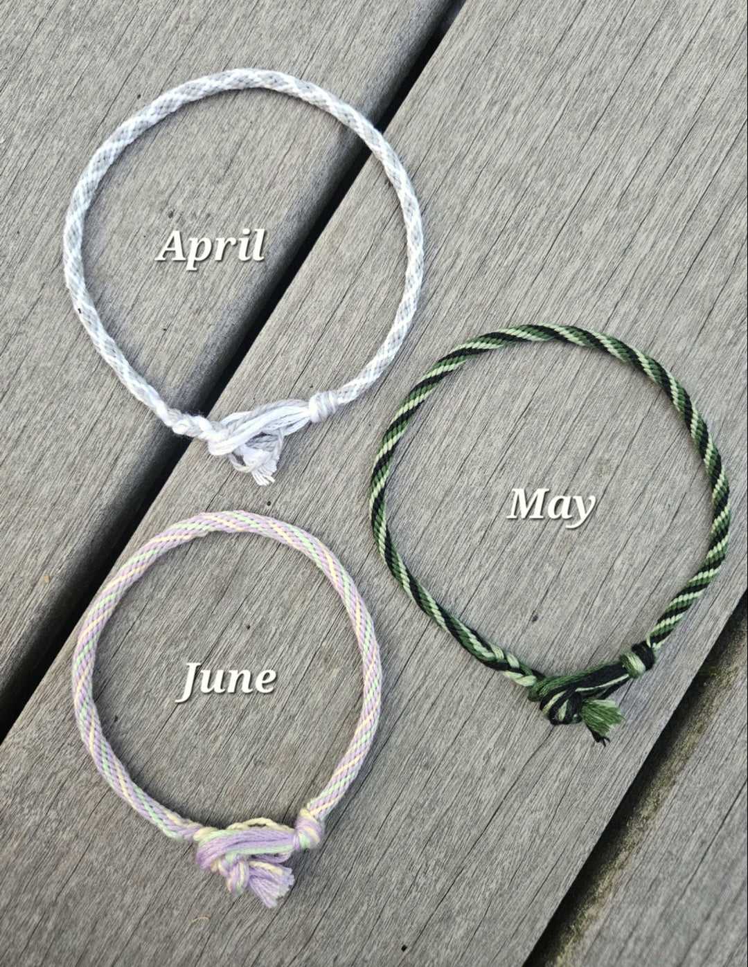 Birth Month Kumihimo Yarn Bracelet