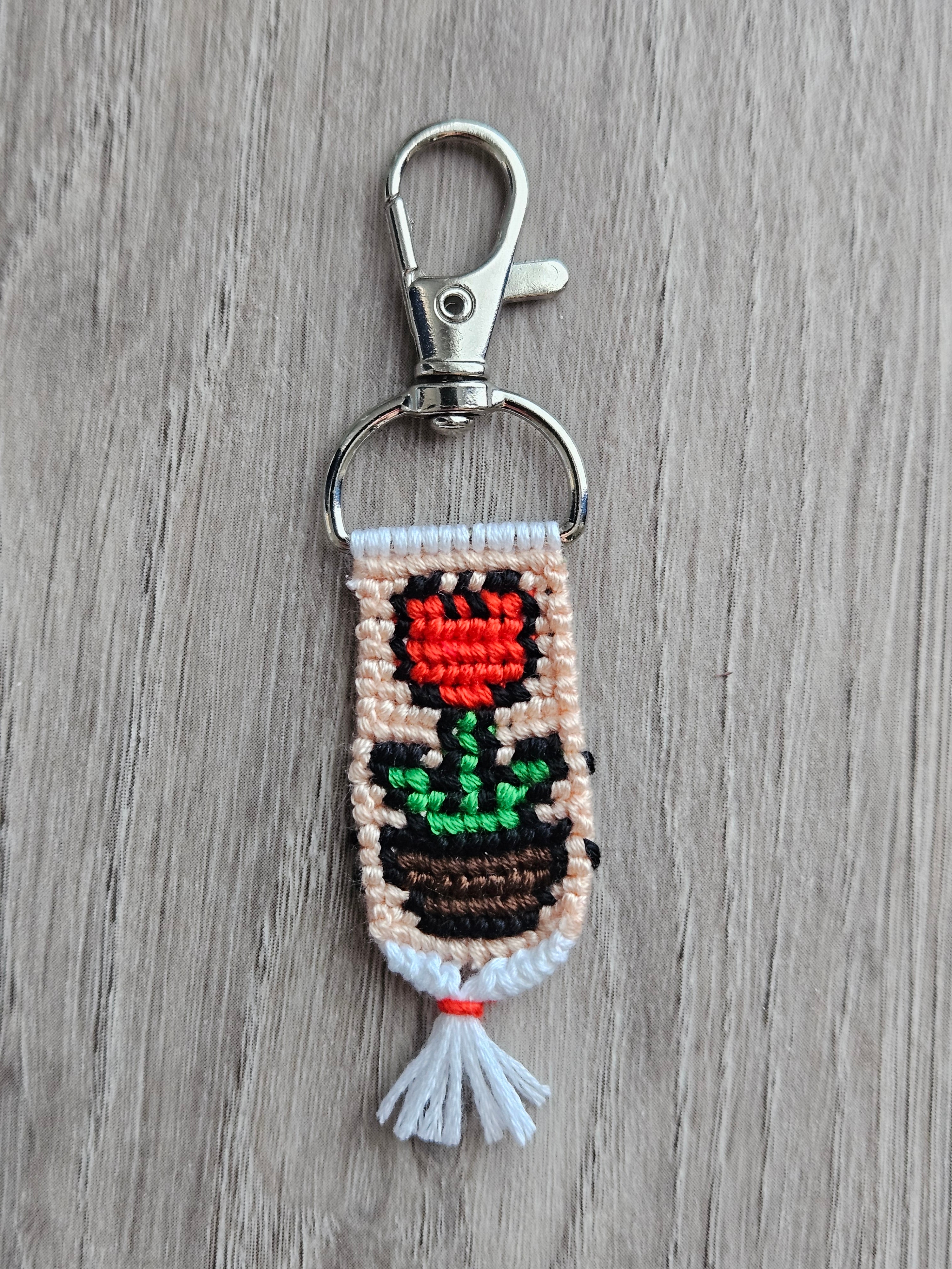 Flower Pot Hand-Knotted Alpha Keychain