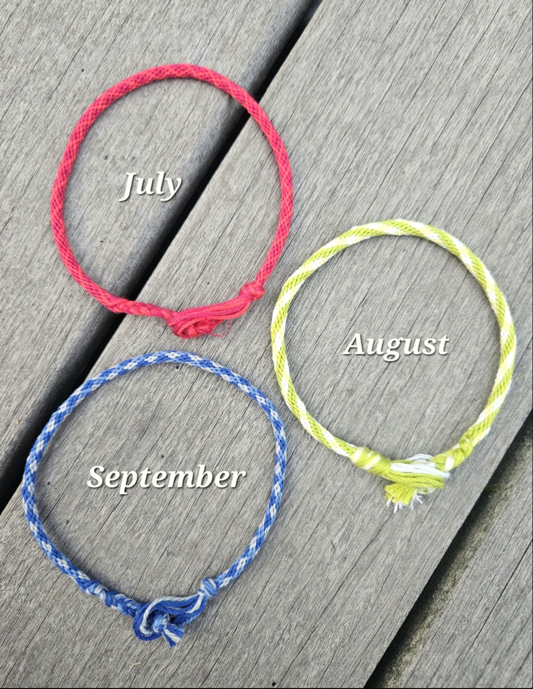 Birth Month Kumihimo Yarn Bracelet